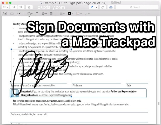 How to Sign Documents with the Mac Trackpad Using Preview for OS X