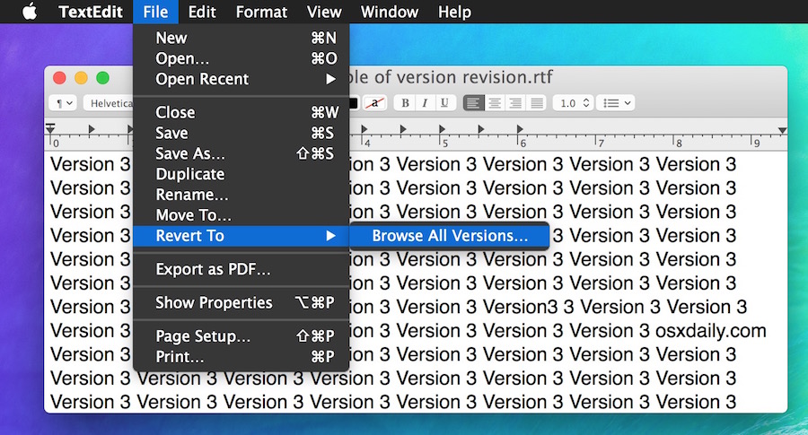 How to Browse & Revert to Prior Versions of a File in Mac OS X