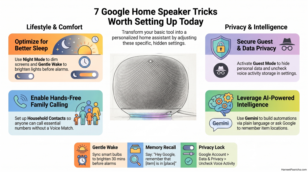 Google Home speaker tricks settings menu
