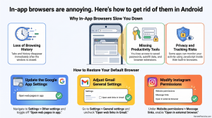 Android phone settings screen showing how to disable in-app browsers