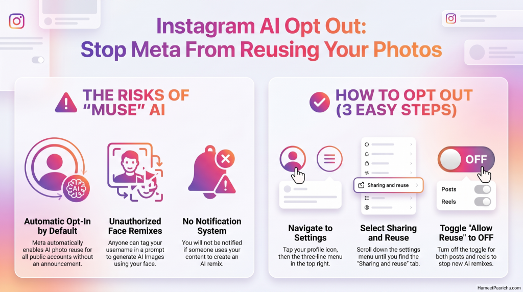 Instagram AI opt out setting in Sharing and reuse menu