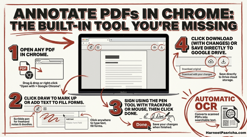 Google Chrome built-in PDF draw and annotate toolbar
