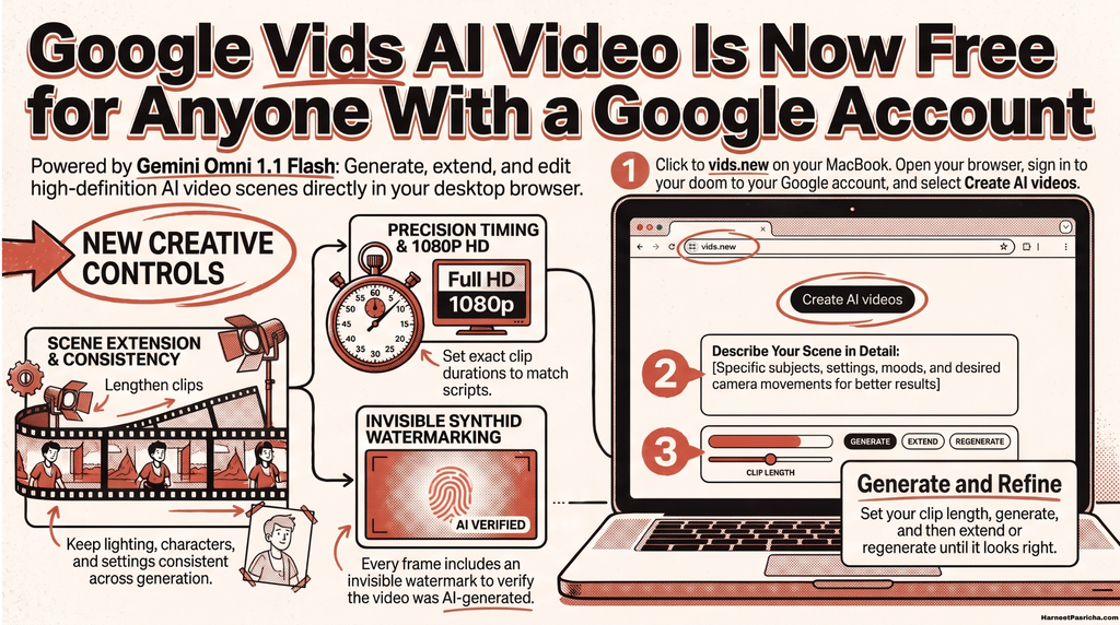 Google Vids AI video creation menu with the Create AI videos option selected